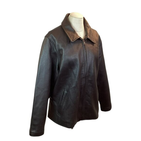 Eddie Bauer Stine Legend Moto Jacket Womens XL Genuine Pebbled Leather Jacket Bl - Picture 5 of 11